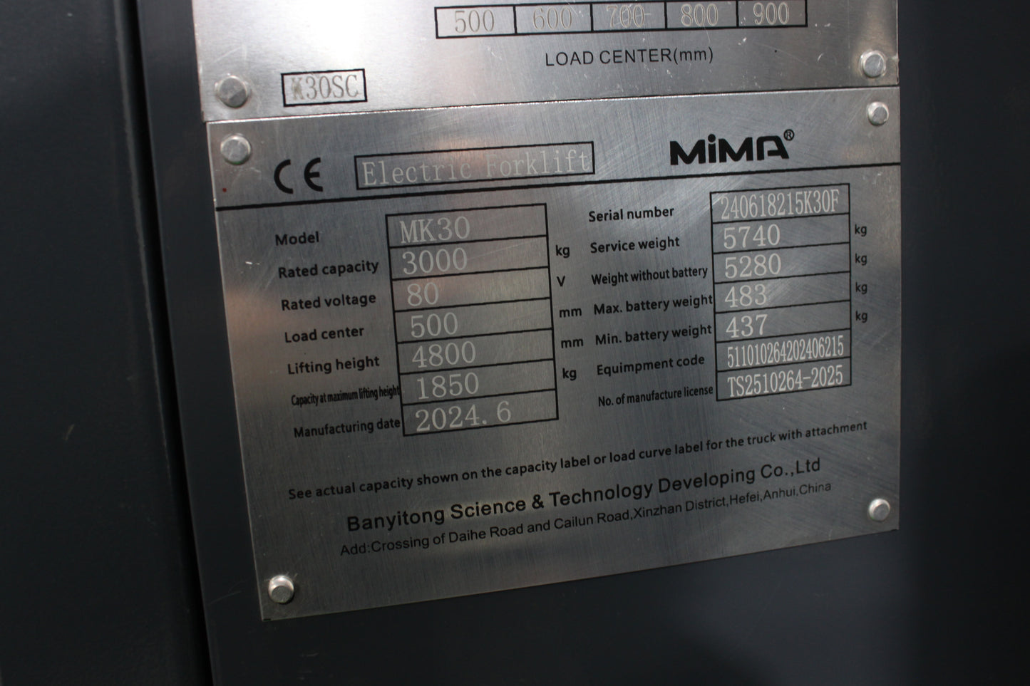 MiMA MK30 - Open Cab Lithium Electric Counterbalance