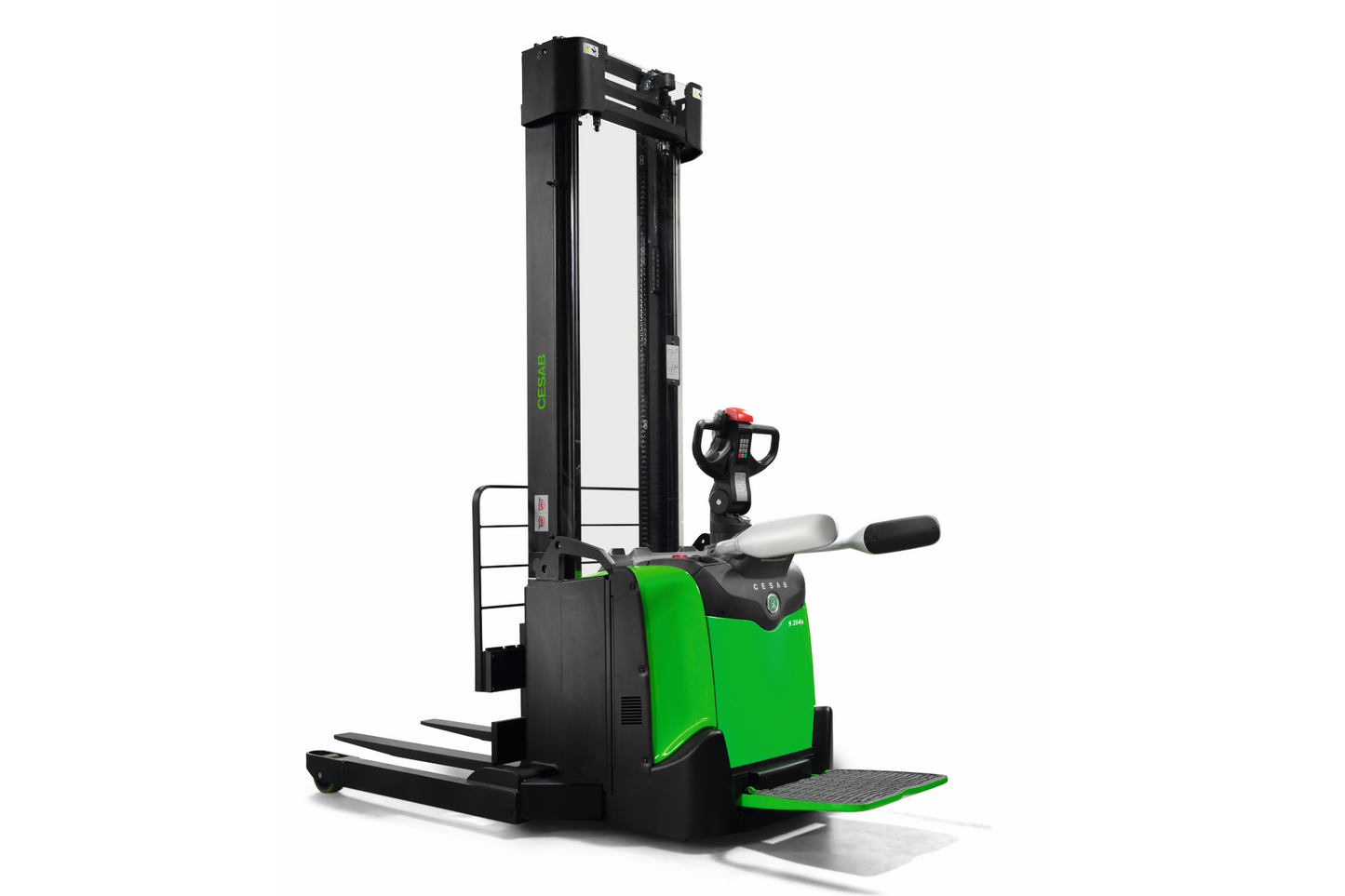 CESAB S300 Platform Powered Stacker – 1200kg to 2000kg Capacity | High-Speed Ride-On Electric Stacker with Powertrak Traction System