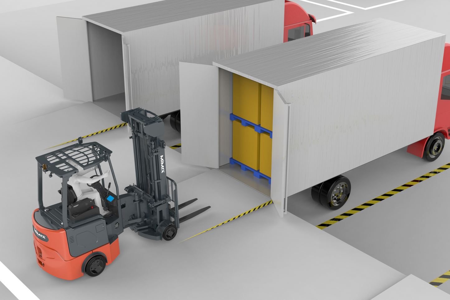 Mima mj25 2.5t articulated forklift | 4-stage mast, lithium, container-ready
