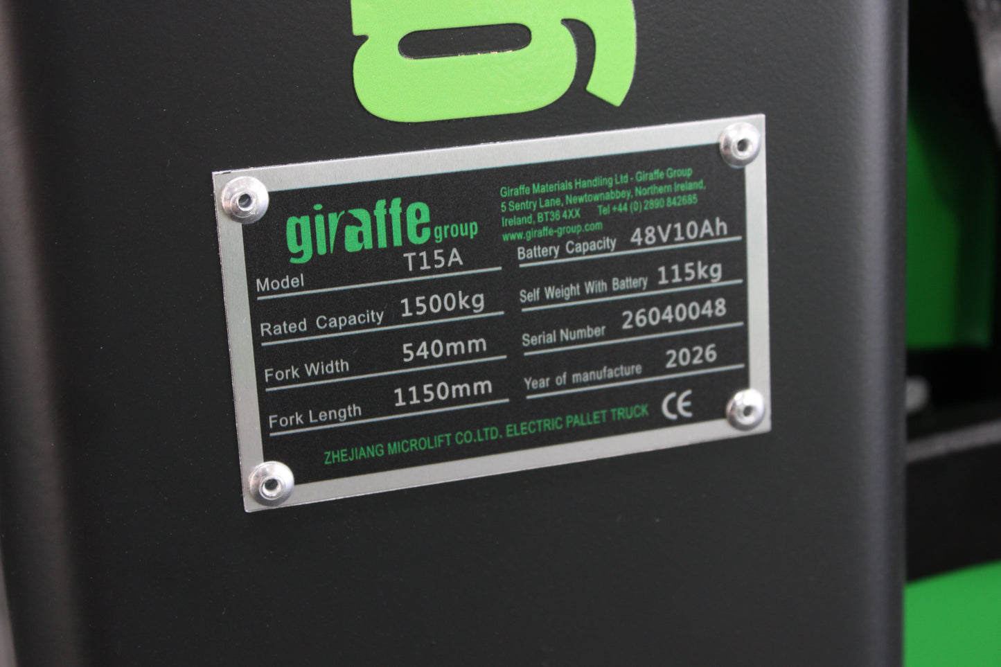 giraffe T15 Lithium 1.5T Powered Pallet truck