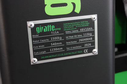 giraffe T15 Lithium 1.5T Powered Pallet truck
